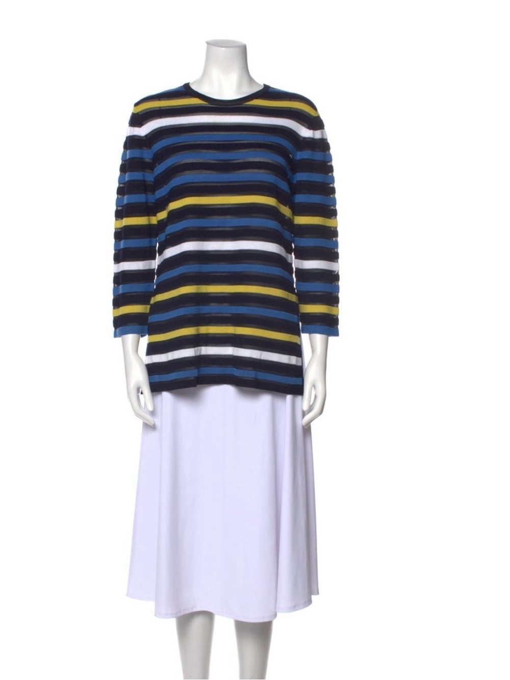 St. John striped Blue, Yellow, & Black with a classic Crew Neck Sweater – Size S - Picture 2 of 8
